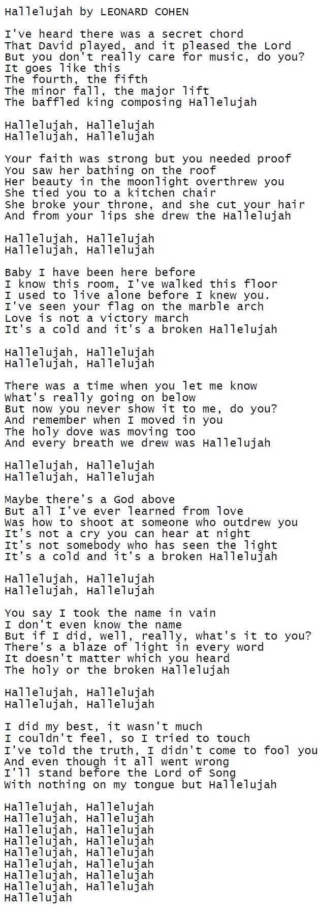 История песни hallelujah — леонард коэн