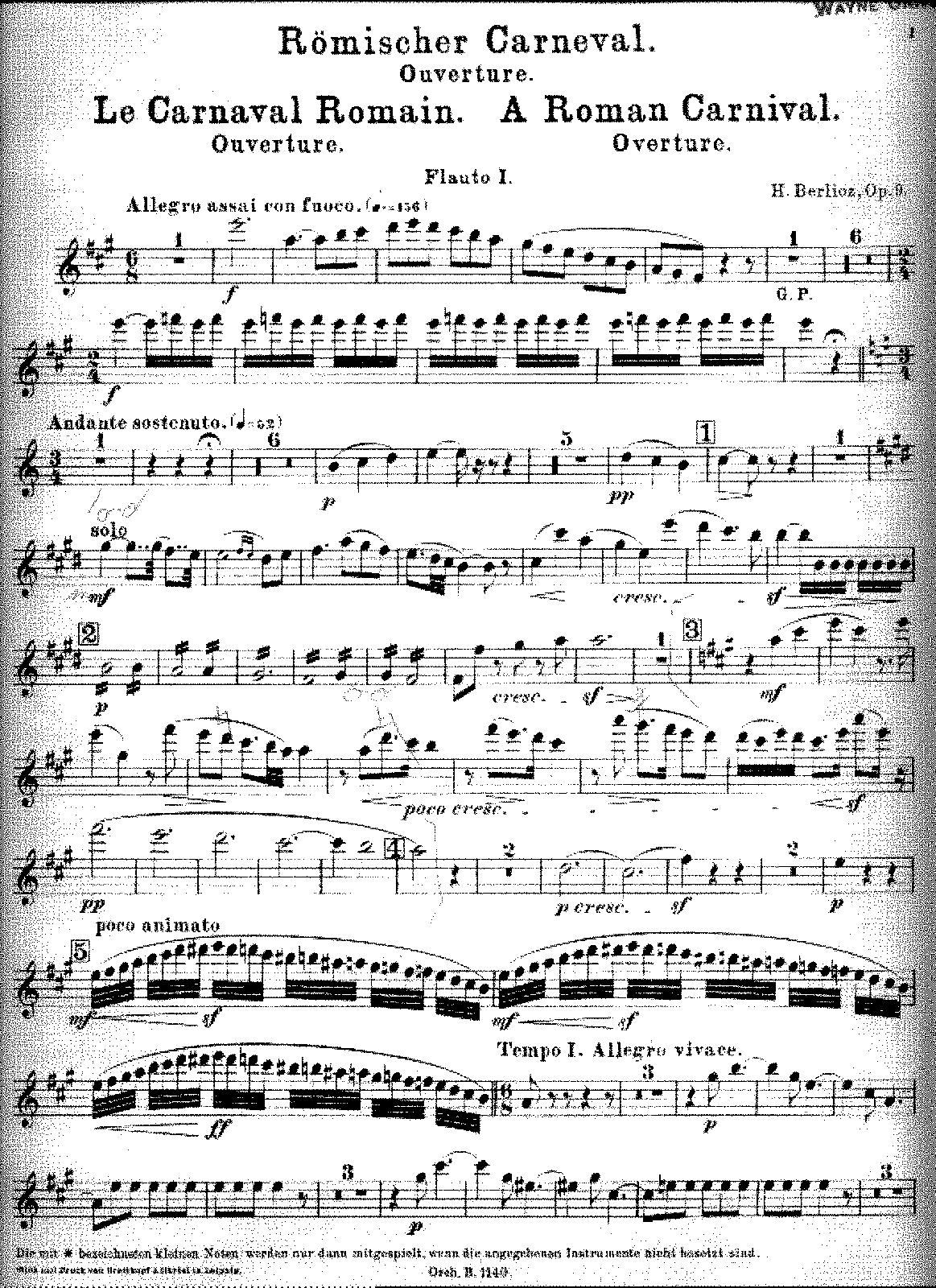 Le carnaval romain, h 95 (berlioz, hector) - imslp: free sheet music pdf download