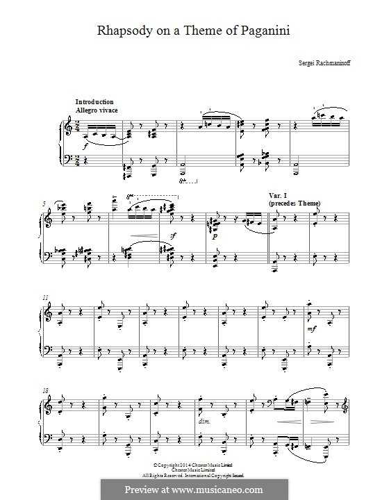 Рахманинов. рапсодия на тему паганини (rhapsody on a theme of paganini (a-moll), op. 43) | belcanto.ru
