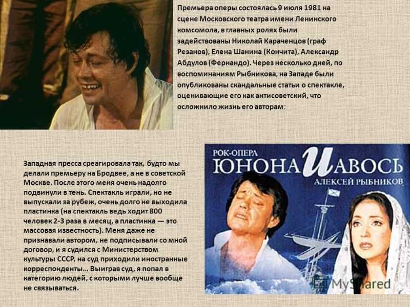 Краткое содержание юнона и авось рок опера рыбников за 2 минуты пересказ сюжета