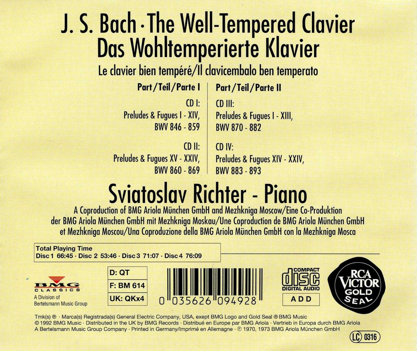 Хорошо темперированный клавир — the well-tempered clavier