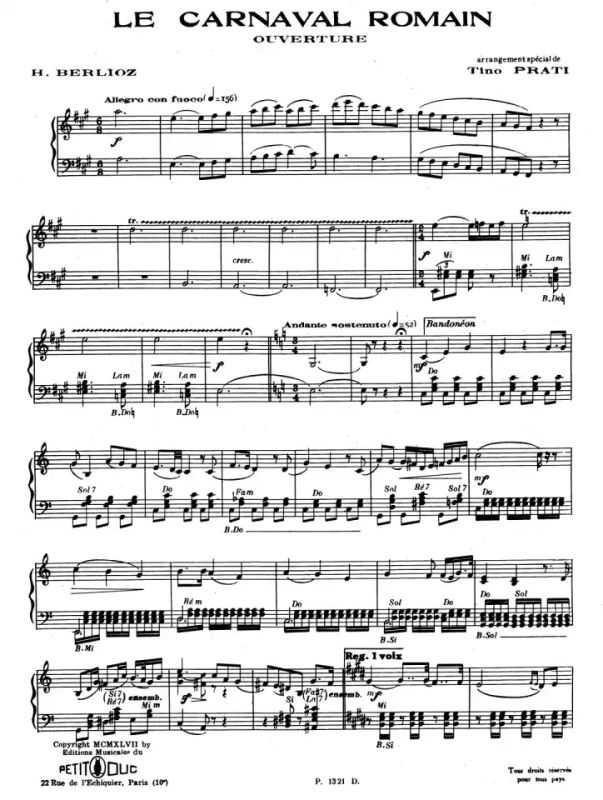 Le carnaval romain, h 95 (berlioz, hector) - imslp: free sheet music pdf download
