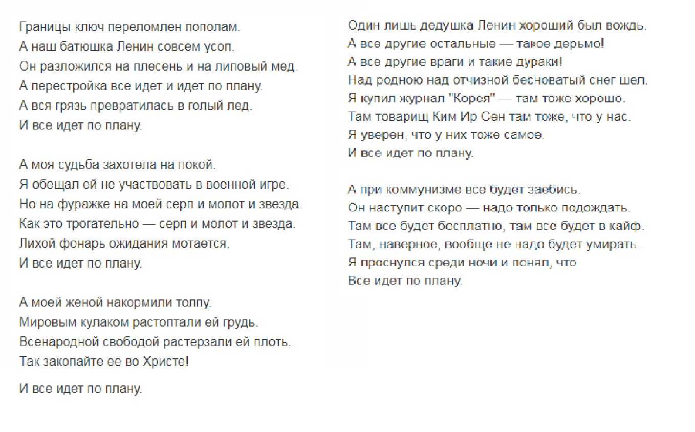 Все идет по плану в каком году написана